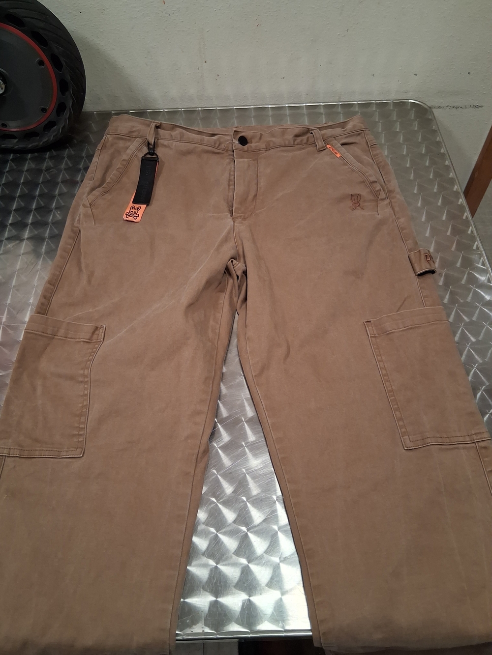 Psycho Bunny Men's Tan Cargo Chinos with Utility Pockets